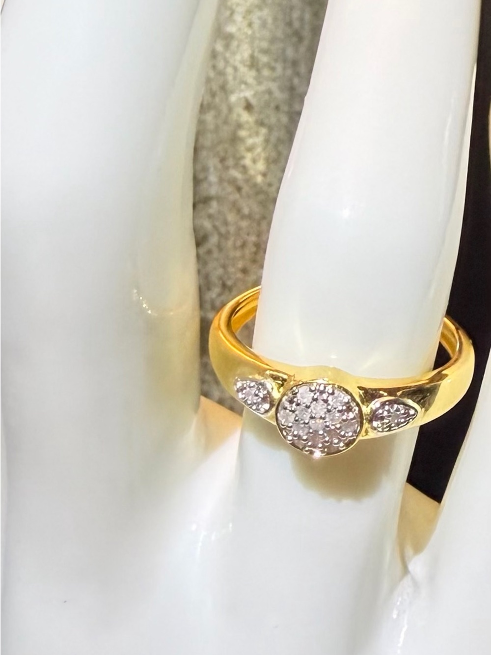 14K Gold Over Sterling Silver 0.070 CTW Diamond Cluster Ring Sz 7 Two-Tone